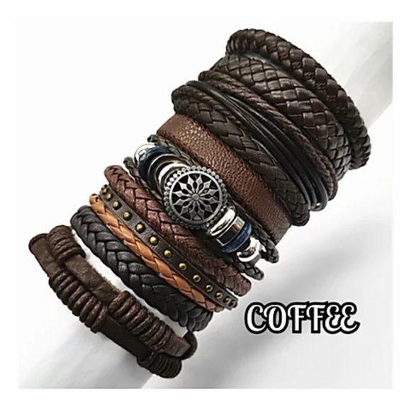 10 PIECE WOVEN LEATHER BRACELETZ - Onyx - Picture 5 of 10